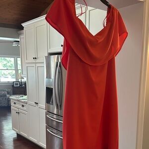 Charles Henry Strapless Orange Dress